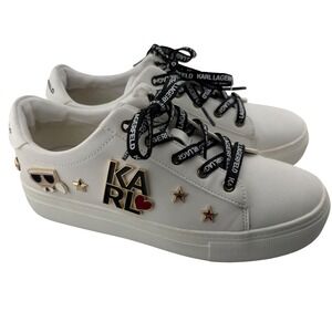 Karl Lagerfeld Paris Cate Pins KARL Logo Studded Platform Sneakers Women 6.5 EUC